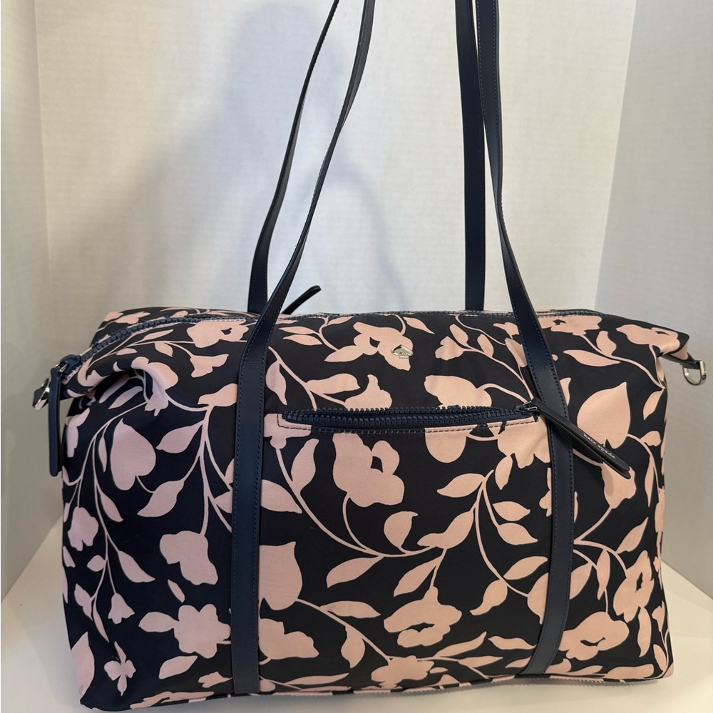 Kate Spade Jae Garden Blue and Blush Floral Weekend Tote